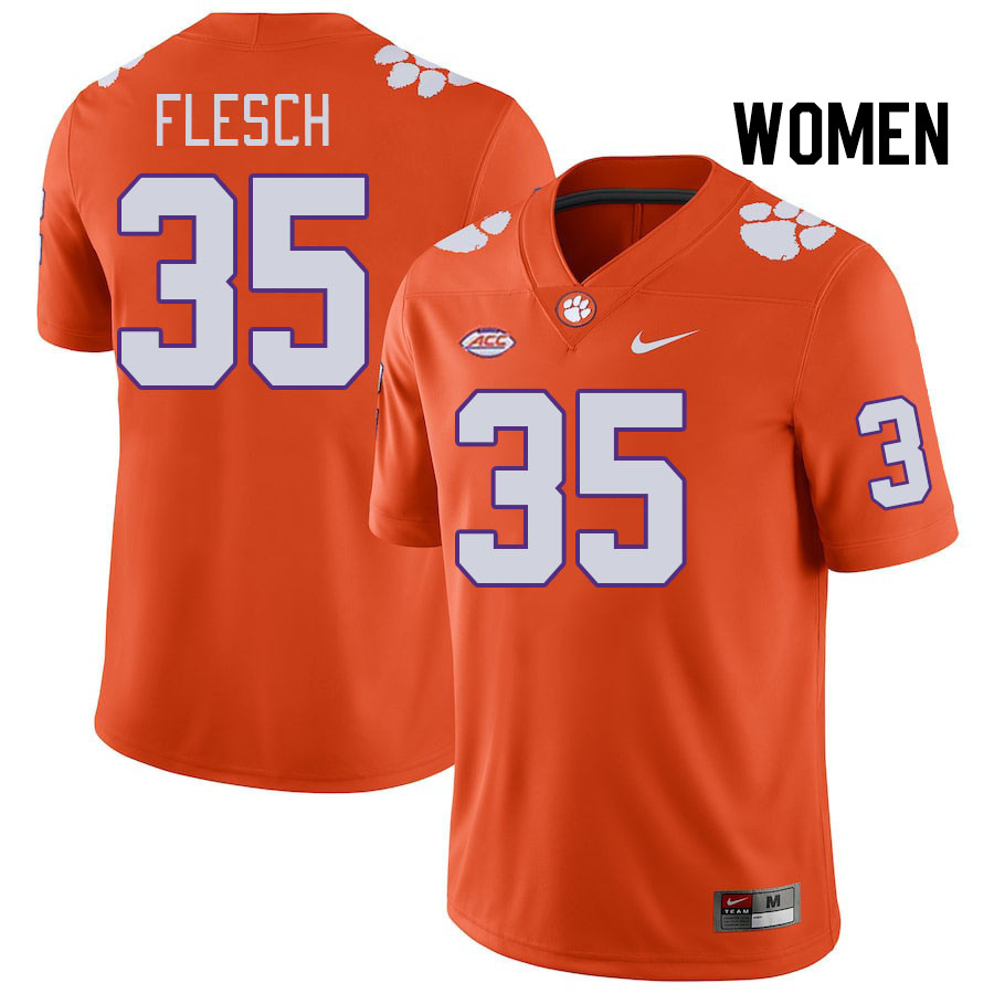 Women #35 Joseph Flesch Clemson Tigers College Football Jerseys Stitched Sale-Orange